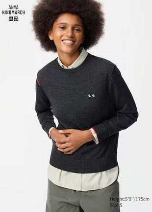 Джемпер с круглым вырезом из 100% мериноса uniqlo