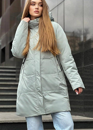 Куртка женская зимняя мятного цвета п972