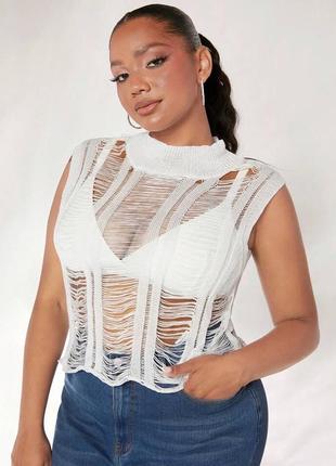 Вязаный топ-топ с дырками