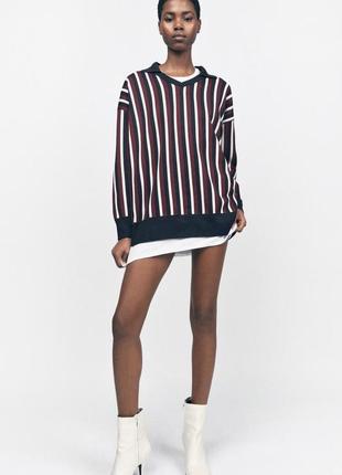 Свитер женский поло с полоску zara new