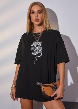 Жіноча футболка з дтф чорна - 59-080