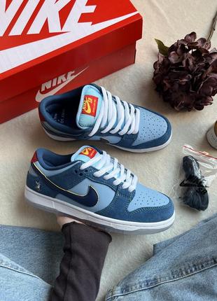 Классные женские кроссовки nike sb dunk low why so sad premium синие