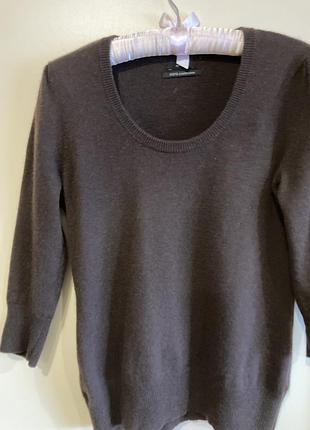 💯 % кашемир, шоколадный цвет, красивый рукав р.46