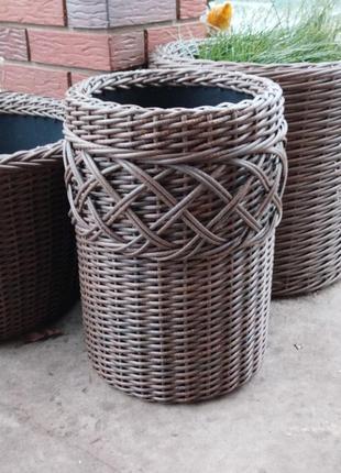 Кашпо циліндр із ротанга