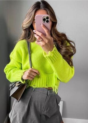 Светр zara неоновий розмір m