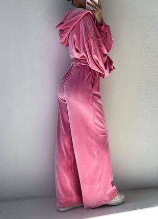 Костюм женский велюровый / спортивный женский костюм барби / костюм с брюками широкими является обмен / велюр спорт