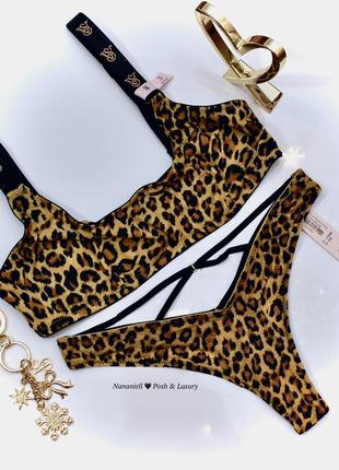 Леопардовый комплект белья: бралетт и трусики victorias secret very sexy, виктория сикрет
