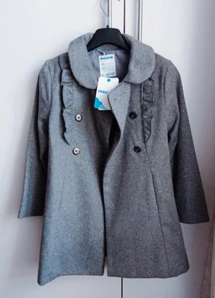 Mayoral серое пальто 128 см/6-8 р
