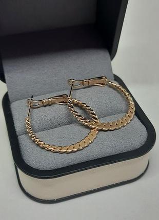 Серьги-кольца позолоченные, сережки, позолота