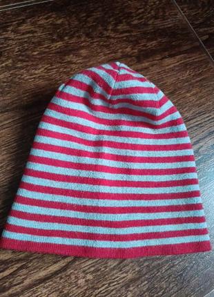 Стильна шапка в смужку трикотаж котон