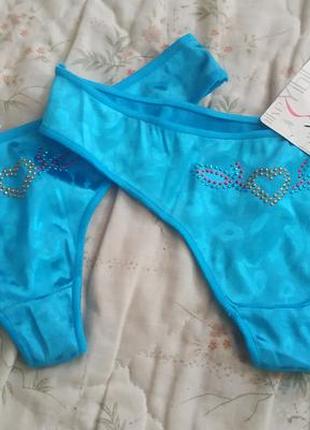 Голубые женские трусики стринги бикини