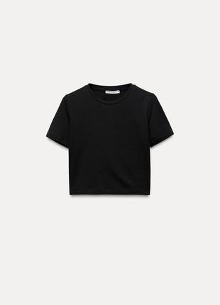 Черная футболка топ zara