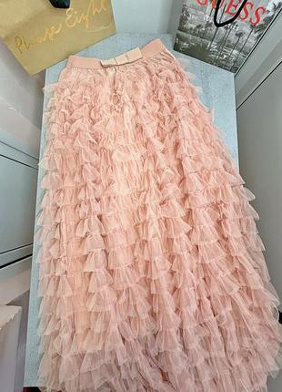 Спідниця максі рожева фатинова довга