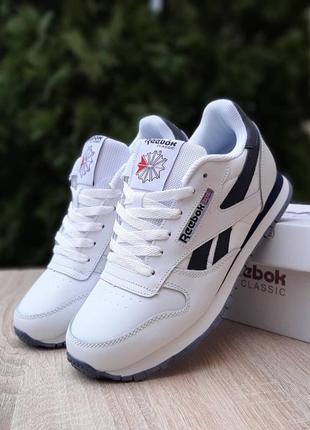 Кросівки reebok classic leather білі з чорним