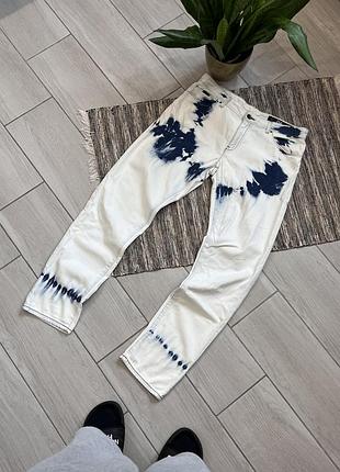 Белые синие брюки armani kentucky скинни джинсы j14 в стиле тай дай