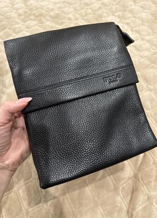 Чоловіча шкіряна сумка поло кожаная сумка