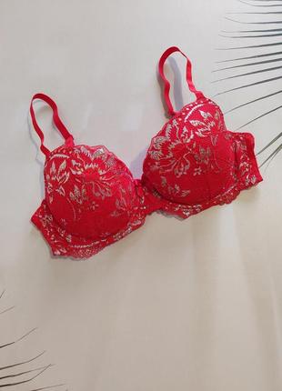 80c/36c красный кружевной бюстгальтер на паралоне на косточках george