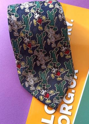 🖤▪️ 100% шелк van heusen mickie unlimited микки маус disney винтажный шелковый галстук принт ▪️шовк