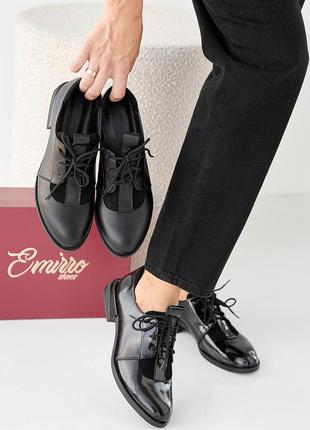 Женские туфли весенне-осенние черные-лак emirro 23вара