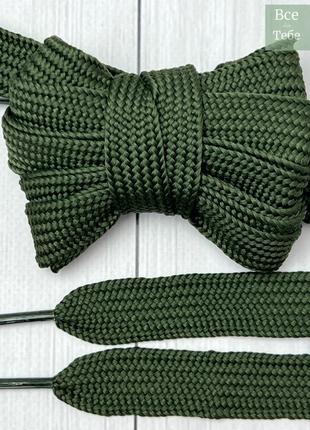 Шнурки широкие плоские 140 см, хаки