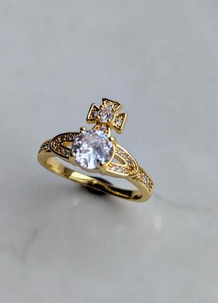 Кільце золоте з кристалами vivienne westwood