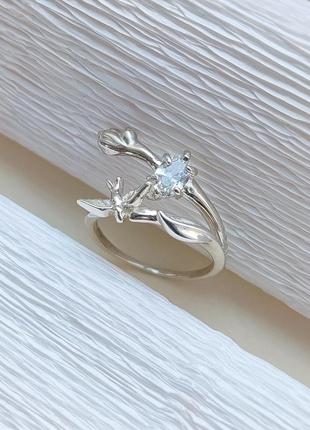 Серебряное кольцо птица с фианитом