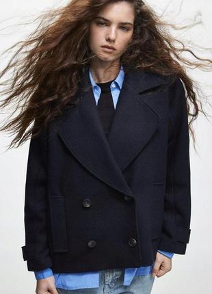 Двобортне коротке пальто оверсайз pull&bear - s, m