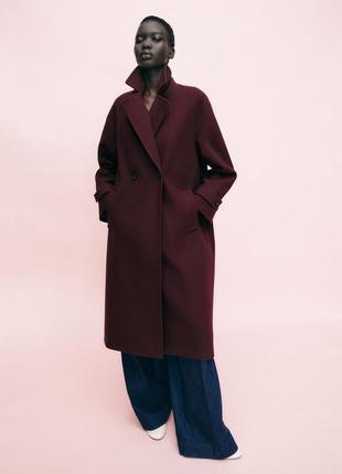 Двобортне пальто бордове zara new