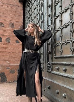 Чорна льняна сукня simmishop.handmade