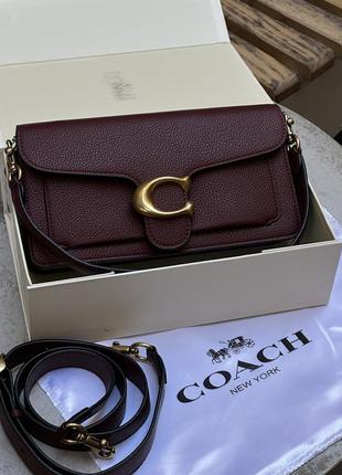 Сумка кожаная coach бургунди2 фото