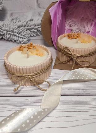 Свеча из соевого воска в кашпо