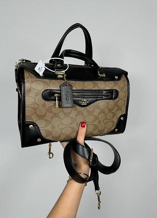 Жіноча коричнева сумка з натуральної шкіри coach