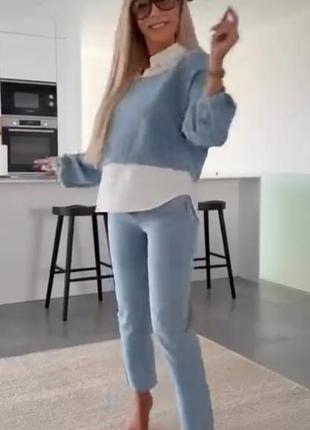 Джинсова нова сорочка світшот з імітацією сорочки жіноча