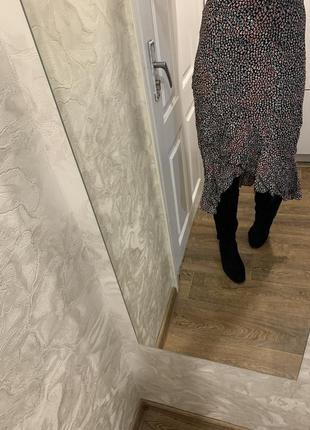 Юбка миди, принт маленькие сердечки