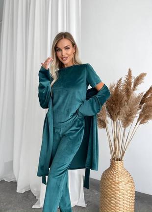 Пижама с брюками женская велюровая легкая на весну весенняя демисезонная черная бежевая коричневая розовая домашний костюм батал