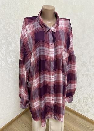 Новая отменная рубашка в клетку оверсайз батал