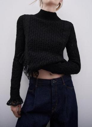 Свитер с кружевом zara