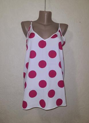 Майка блуза в горох на тонких бретелях