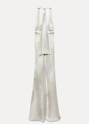 Длинное атласное платье zara с хальтером