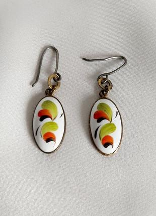 Вінтажні сережки фініфть рідкісні колекційні емаль