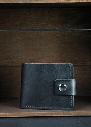 Шкіра. ручна робота. чорний шкіряний гаманець, портмоне. бифолд. маленький гаманець