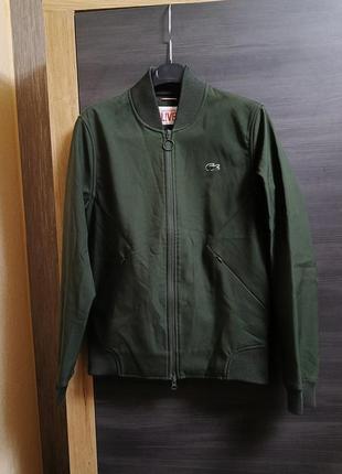 Мужской зеленый флисовый бомбер куртка lacoste