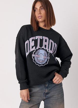 Теплый женский свитшот с надписью detroit