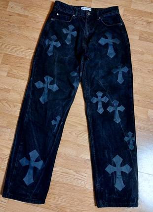 Джинсы  багги в стиле chrome hearts р 31/32 unisex