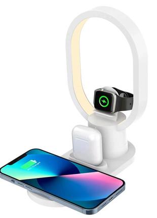 Беспроводная зарядная станция – led ночник 4in1 15вт