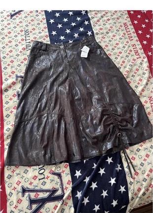 Новая миди кожаная юбка