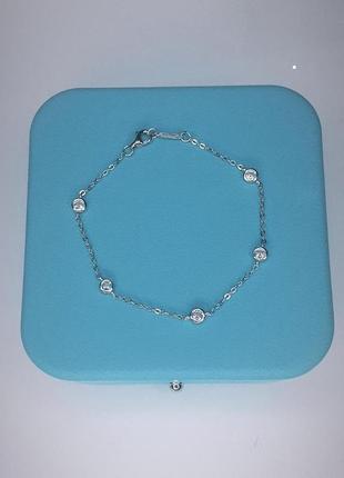 Браслет тиффани с камнями фианит, серебро 925