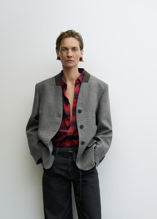 Блейзер/жакет оверсайз из 100%-й шерсти zara s, m7 фото
