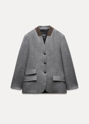 Блейзер/жакет оверсайз из 100%-й шерсти zara s, m10 фото