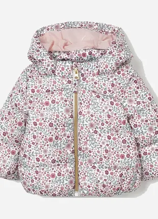 Демисезоная куртка на девочку h&m белая с цветочками цветками весенняя куртка белого цвета деми